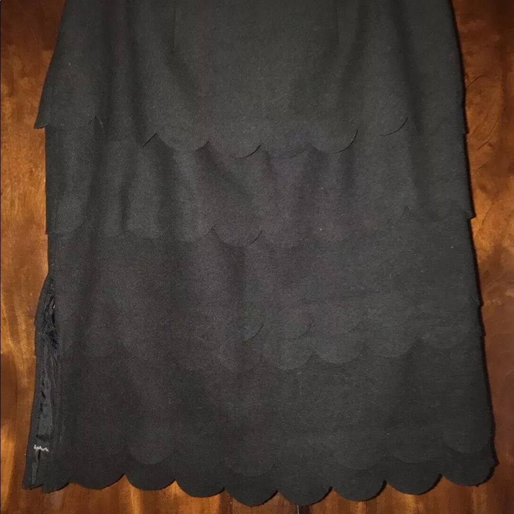 Anthropologie Maeve Scalloped Tier Blk skirt 6 P
